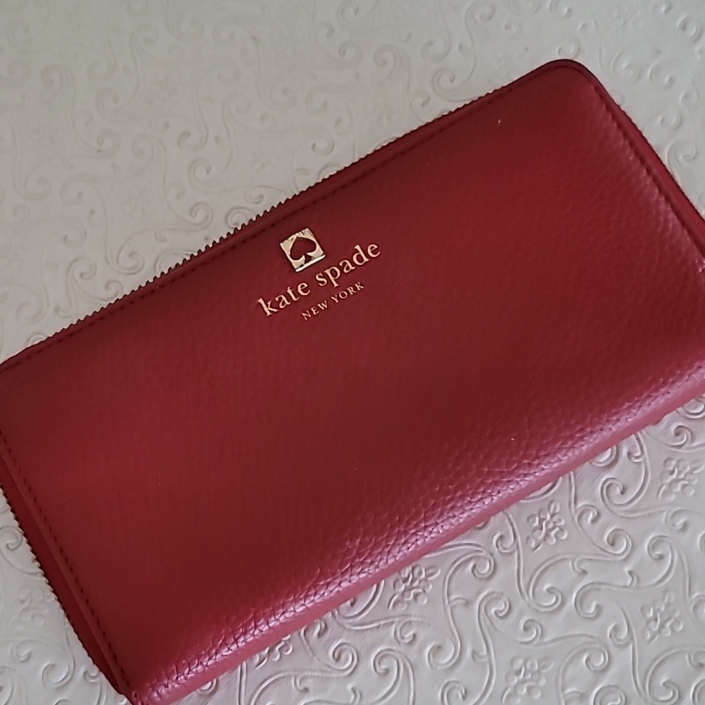Kate Spade Large Red Zip Around Wallet